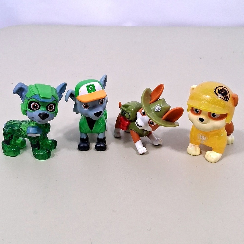 Spin Master Paw Patrol Figure Lot 4 Rocky Tracker Rubble Charged Up Jungle Pups